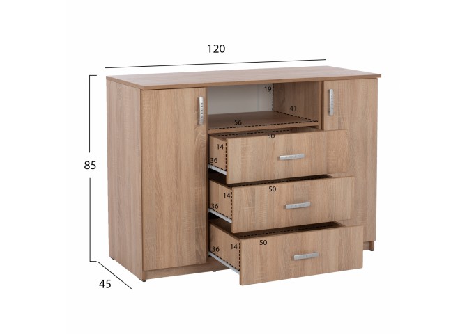 ΜΠΟΥΦΕΣ ΜΕ 2 ΝΤΟΥΛΑΠΙΑ Κ 3 ΣΥΡΤΑΡΙΑ SONAMA OAK  HM2430 120X45X85Yεκ.