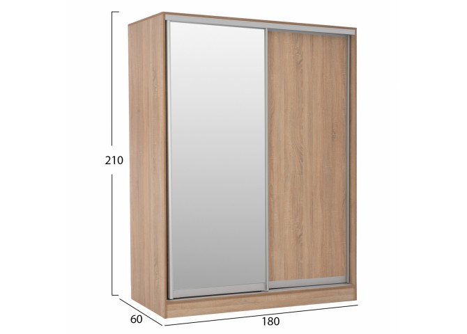 ΝΤΟΥΛΑΠΑ 2ΦΥΛΛΗ 180X60X210Υεκ. ΣΥΡΟΜΕΝΗ ΜΕ ΚΑΘΡΕΠΤΗ SONAMA OAK HM2437