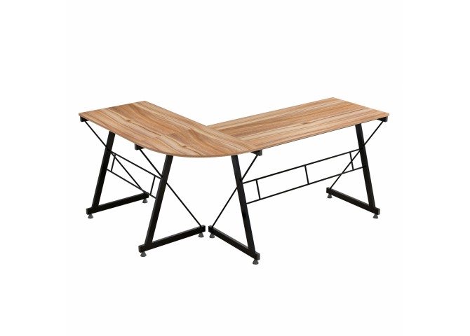 ΓΩΝΙΑΚΟ ΓΡΑΦΕΙΟ WALNUT ΕΠΙΦΑΝΕΙΑ ΜΕ ΜΕΤΑΛΛΙΚΟ ΣΚΕΛΕΤΟ HM2127.02 158Χ120Χ74εκ.