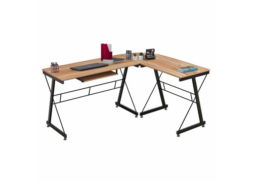 ΓΩΝΙΑΚΟ ΓΡΑΦΕΙΟ WALNUT ΕΠΙΦΑΝΕΙΑ ΜΕ ΜΕΤΑΛΛΙΚΟ ΣΚΕΛΕΤΟ HM2127.02 158Χ120Χ74εκ.