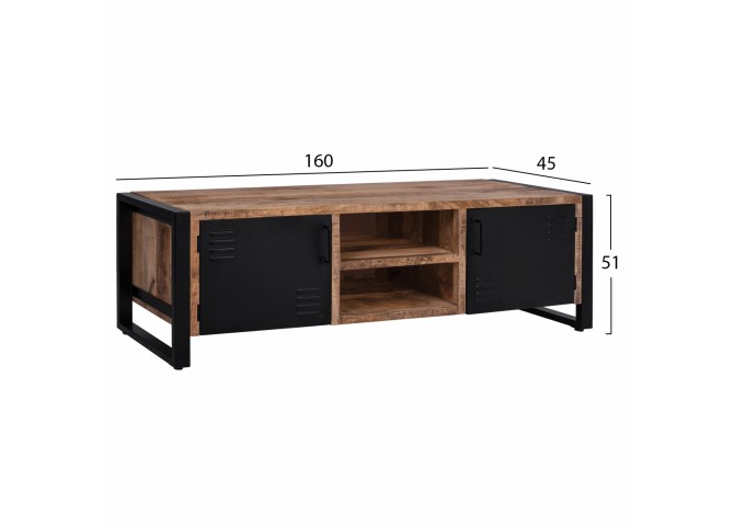 ΕΠΙΠΛΟ TV HM8189.11 ΜΕΤΑΛΛΟ & ΜΑΣΙΦ ΞΥΛΟ MANGO ΦΥΣΙΚΟ 160x45x51Υ εκ.