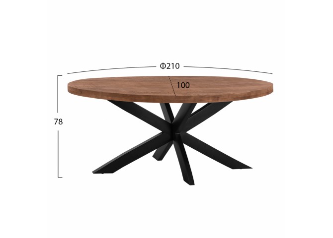 ΤΡΑΠΕΖΙ HM8483.11 OVAL 6εκ. ΠΑΧΟΣ ΑΠΟ ΜΑΣΙΦ ΞΥΛΟ MANGO 210x100x78Υ εκ.