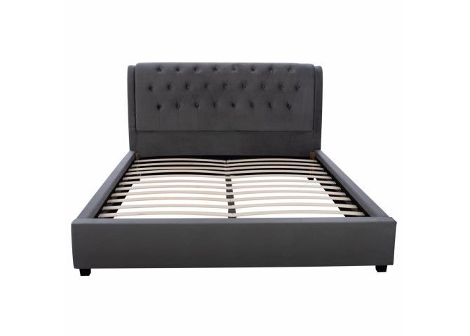 ΚΡΕΒΑΤΙ ODALYS 150X200 ΒΕΛΟΥΔΟ ΥΦΑΣΜΑ ΓΚΡΙ HM549.11 164x223x100 εκ.