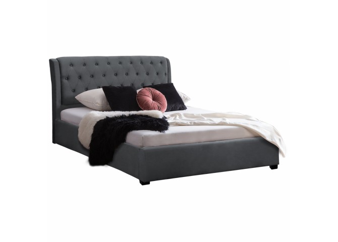 ΚΡΕΒΑΤΙ ODALYS 150X200 ΒΕΛΟΥΔΟ ΥΦΑΣΜΑ ΓΚΡΙ HM549.11 164x223x100 εκ.