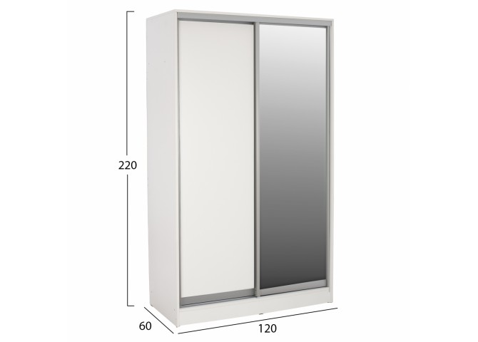 ΝΤΟΥΛΑΠΑ ΜΕΛΑΜΙΝΗΣ 120x60x220Yεκ. ΔΙΦΥΛΛΗ ΛΕΥΚΗ ΜΕ ΚΑΘΡΕΠΤΗ HM2460.03