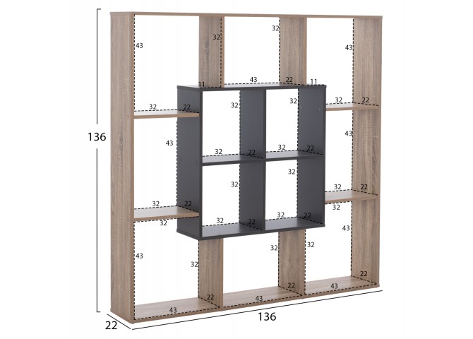 ΒΙΒΛΙΟΘΗΚΗ HM8771.02 136X22X136 ΓΚΡΙ