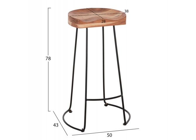 ΣΚΑΜΠΟ BAR ΑΠΟ ΜΑΣΙΦ ΞΥΛΟ ΑΚΑΚΙΑΣ 48x40χ76Υεκ. HM8363.11