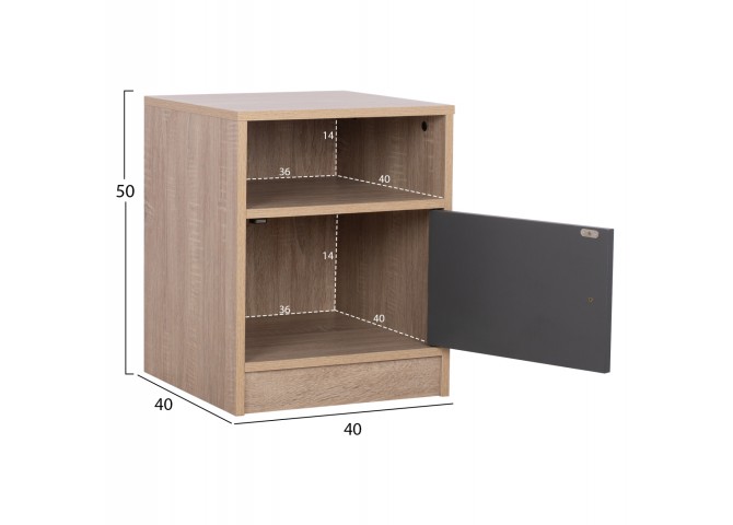 ΚΟΜΟΔΙΝΟ ΜΕΛΑΜΙΝΗΣ MALORY HM2205.04 SONAMA-ΓΚΡΙ 40x40x50