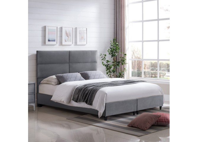 ΚΡΕΒΑΤΙ MILO ΑΠΟ ΓΚΡΙ ΒΕΛΟΥΔΟ HM616.10 ΓΙΑ ΣΤΡΩΜΑ 160x200 EK.