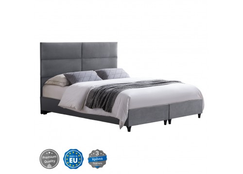 ΚΡΕΒΑΤΙ MILO ΑΠΟ ΓΚΡΙ ΒΕΛΟΥΔΟ HM616.10 ΓΙΑ ΣΤΡΩΜΑ 160x200 EK.