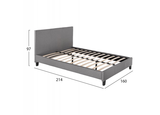 ΚΡΕΒΑΤΙ BECCA ΑΠΟ ΒΕΛΟΥΔΟ ΓΚΡΙ HM553.11 ΓΙΑ ΣΤΡΩΜΑ 150x200 EK.