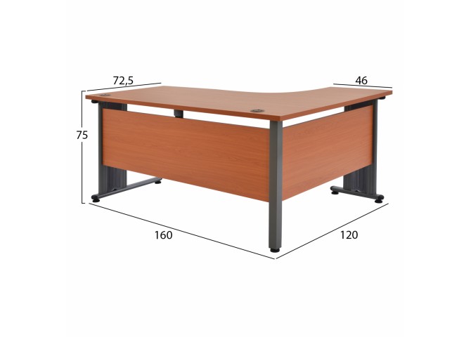 Γωνιακό γραφείο με αριστερή γωνία 160x120cm σε κερασί απόχρωση
