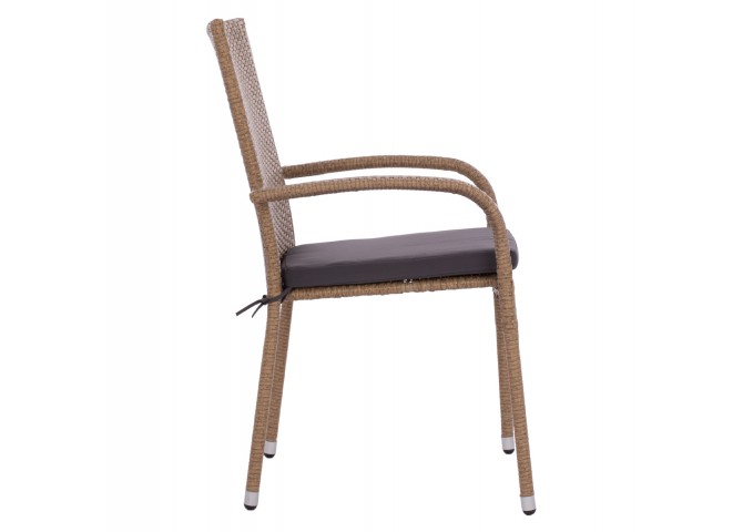 ΠΟΛΥΘΡΟΝΑ ΜΕΤΑΛΛΙΚΗ ΜΕ ΜΑΞΙΛΑΡΙ WICKER ΚΑΦΕ 55x64x93Υ εκ.