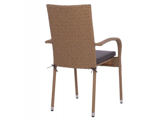 ΠΟΛΥΘΡΟΝΑ ΜΕΤΑΛΛΙΚΗ ΜΕ ΜΑΞΙΛΑΡΙ WICKER ΚΑΦΕ 55x64x93Υ εκ.
