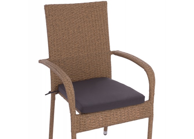 ΠΟΛΥΘΡΟΝΑ ΜΕΤΑΛΛΙΚΗ ΜΕ ΜΑΞΙΛΑΡΙ WICKER ΚΑΦΕ 55x64x93Υ εκ.