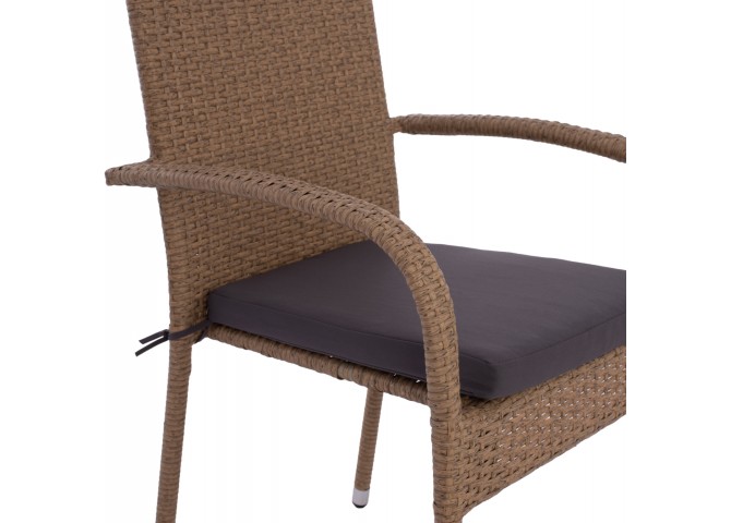 ΠΟΛΥΘΡΟΝΑ ΜΕΤΑΛΛΙΚΗ ΜΕ ΜΑΞΙΛΑΡΙ WICKER ΚΑΦΕ 55x64x93Υ εκ.