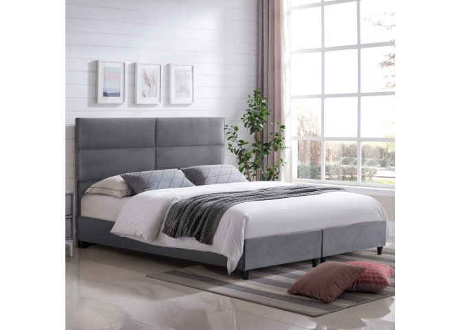 ΚΡΕΒΑΤΙ MILO ΑΠΟ ΓΚΡΙ ΒΕΛΟΥΔΟ HM628.10 ΓΙΑ ΣΤΡΩΜΑ 180x200 εκ.