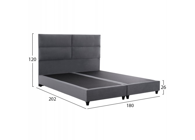 ΚΡΕΒΑΤΙ MILO ΑΠΟ ΓΚΡΙ ΒΕΛΟΥΔΟ HM628.10 ΓΙΑ ΣΤΡΩΜΑ 180x200 εκ.
