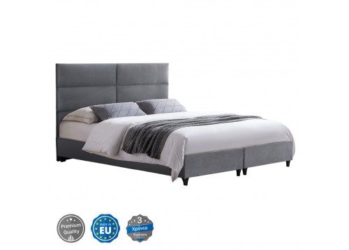 ΚΡΕΒΑΤΙ MILO ΑΠΟ ΓΚΡΙ ΒΕΛΟΥΔΟ HM628.10 ΓΙΑ ΣΤΡΩΜΑ 180x200 εκ.
