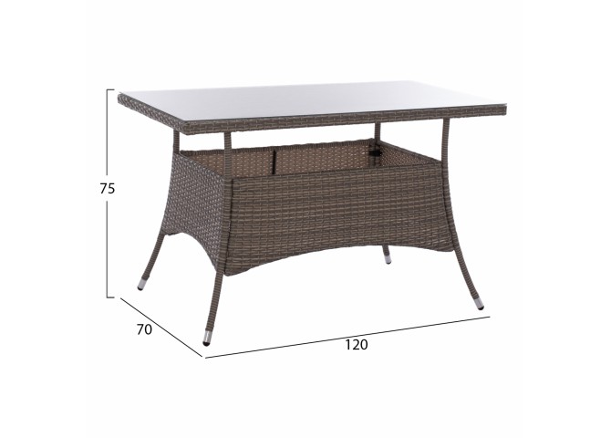 ΤΡΑΠΕΖΙ ΜΕΤΑΛΛΙΚΟ MILITARY RATTAN ΓΚΡΙ HM5141.31 120x70x75Υ εκ.