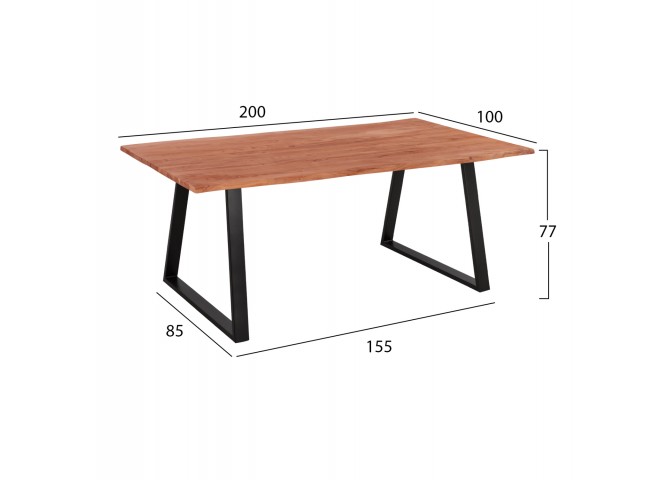 ΤΡΑΠΕΖΙ ΤΡΑΠΕΖΑΡΙΑΣ SOFIA SLIM HM8501.11 ΑΠΟ ΜΑΣΙΦ ΞΥΛΟ ΑΚΑΚΙΑΣ 200x100x77Υ εκ.