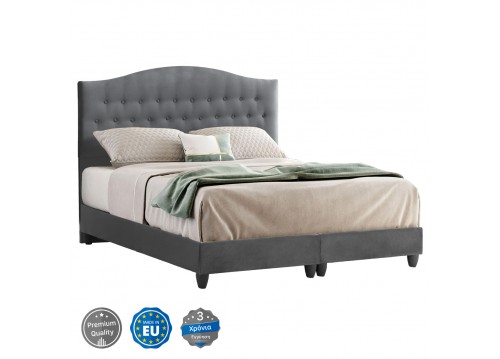 ΚΡΕΒΑΤΙ MALENA ΑΠΟ ΓΚΡΙ ΒΕΛΟΥΔΟ HM638.10 ΓΙΑ ΣΤΡΩΜΑ 150x200 εκ.