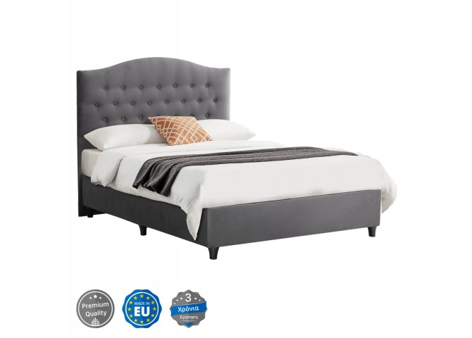 ΚΡΕΒΑΤΙ MALENA ΑΠΟ ΓΚΡΙ ΒΕΛΟΥΔΟ HM647.10 ΓΙΑ ΣΤΡΩΜΑ 120x200 εκ.