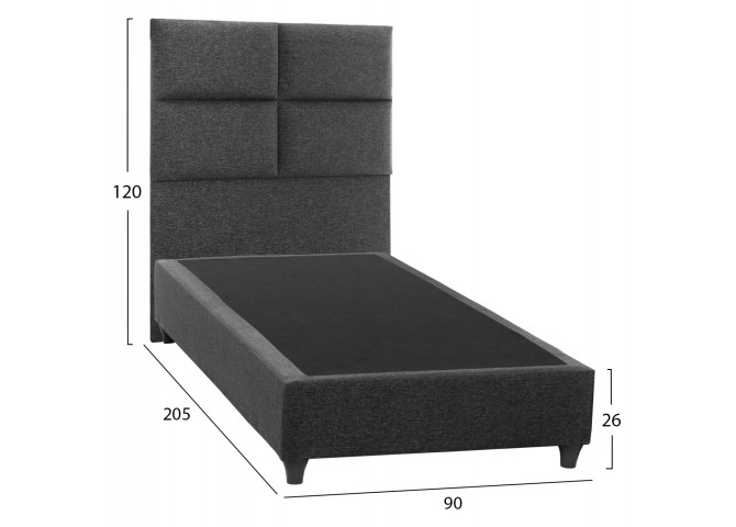 ΚΡΕΒΑΤΙ MILO ΑΠΟ ΓΚΡΙ ΥΦΑΣΜΑ HM652.01 ΓΙΑ ΣΤΡΩΜΑ 90x200 εκ.
