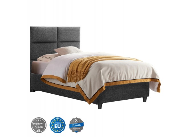 ΚΡΕΒΑΤΙ MILO ΑΠΟ ΓΚΡΙ ΥΦΑΣΜΑ HM652.01 ΓΙΑ ΣΤΡΩΜΑ 90x200 εκ.