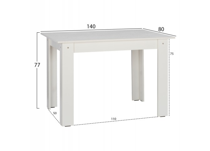 ΤΡΑΠΕΖΙ ΚΟΥΖΙΝΑΣ KELVIN 140x80x77Υεκ. ΛΕΥΚΟ HM2429.03