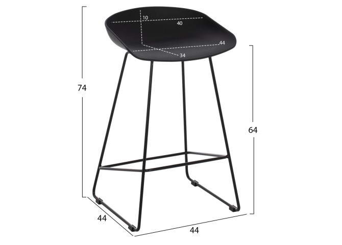 ΣΚΑΜΠΟ ΜΠΑΡ HM9299.02, ΜΑΥΡΟ, ΜΕΣΑΙΟΥ ΥΨΟΥΣ, 44x44x74 εκ.