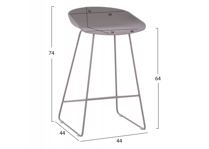 ΣΚΑΜΠΟ ΜΠΑΡ HM9299.10, ΓΚΡΙ, ΜΕΣΑΙΟΥ ΥΨΟΥΣ, 44x44x74 εκ.