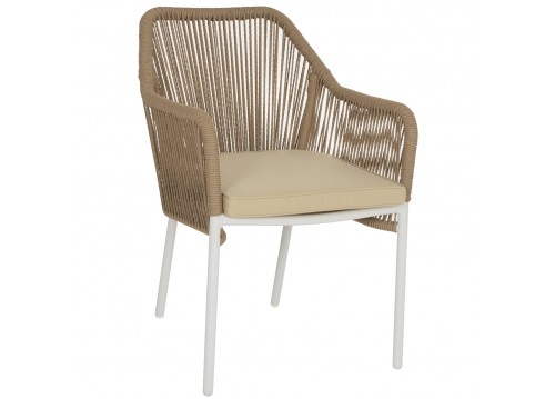 ΠΟΛΥΘΡΟΝΑ ΑΛΟΥΜΙΝΙΟΥ HM5855.01 ΛΕΥΚΟ ΜΕ ΣΧΟΙΝΙ WICKER PE ΜΠΕΖ 56x66x82 εκ.