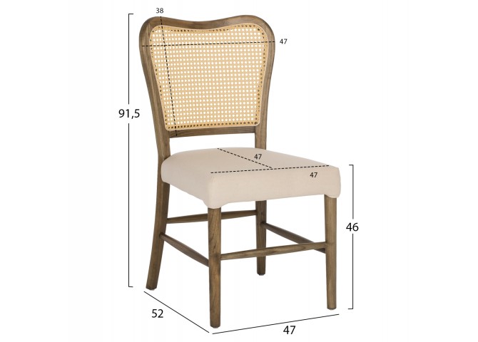 ΚΑΡΕΚΛΑ ΕΠΑΓΓΕΛΜΑΤΙΚΗ ΤΟΟΝ ΞΥΛΟ RATTAN ΥΦΑΣΜΑ 48x54x90Υεκ.HM9406.04