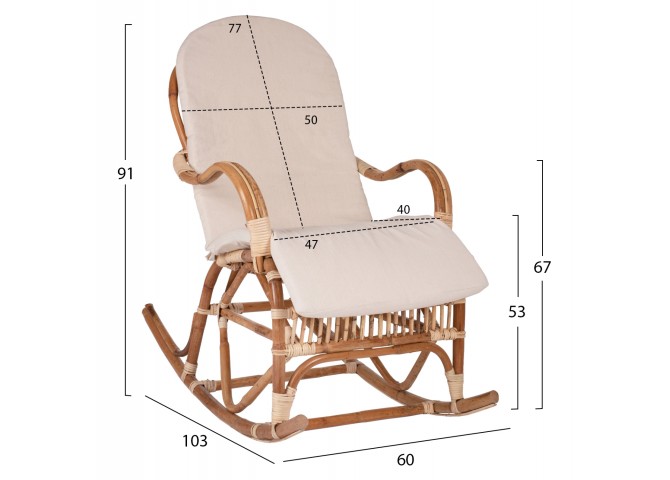 ΚΟΥΝΙΣΤΗ ΠΟΛΥΘΡΟΝΑ ΜΕ ΜΑΞΙΛΑΡΙ SANTA FE RATTAN HM9343 60x103x90Υ εκ.