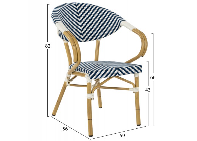 ΠΟΛΥΘΡΟΝΑ BAMBOO LOOK HM5861.02 ΜΠΛΕ-ΛΕΥΚΟ 59x56x82Yεκ.