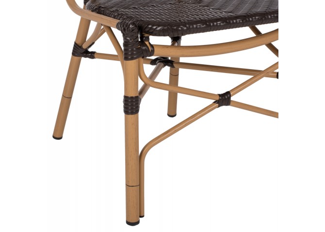 ΚΑΡΕΚΛΑ ΑΛΟΥΜΙΝΙΟΥ BAMBOO LOOK ΜΕ ΚΑΦΕ PE RATTAN HM5925.01 47x58x95Yεκ.