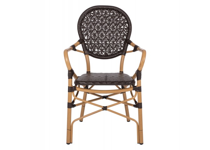 ΠΟΛΥΘΡΟΝΑ ΑΛΟΥΜΙΝΙΟΥ BAMBOO LOOK ΚΑΦΕ ΚΑΙ ΚΑΦΕ PE RATTAN HM5926.01 56x62x95Yεκ.