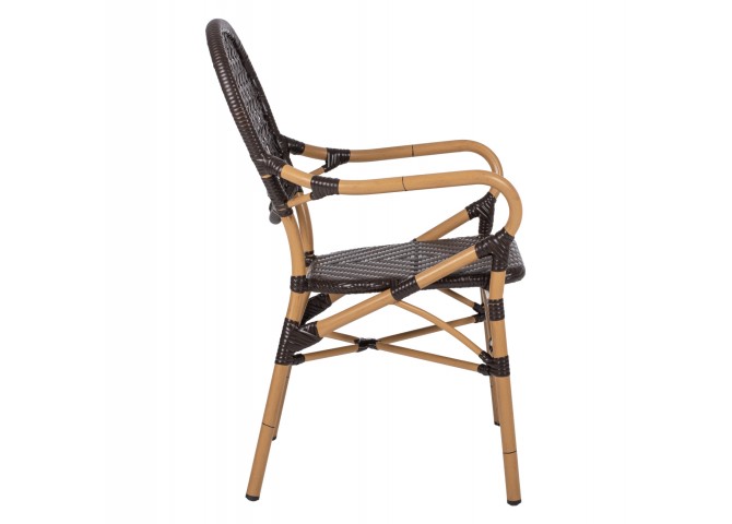 ΠΟΛΥΘΡΟΝΑ ΑΛΟΥΜΙΝΙΟΥ BAMBOO LOOK ΚΑΦΕ ΚΑΙ ΚΑΦΕ PE RATTAN HM5926.01 56x62x95Yεκ.