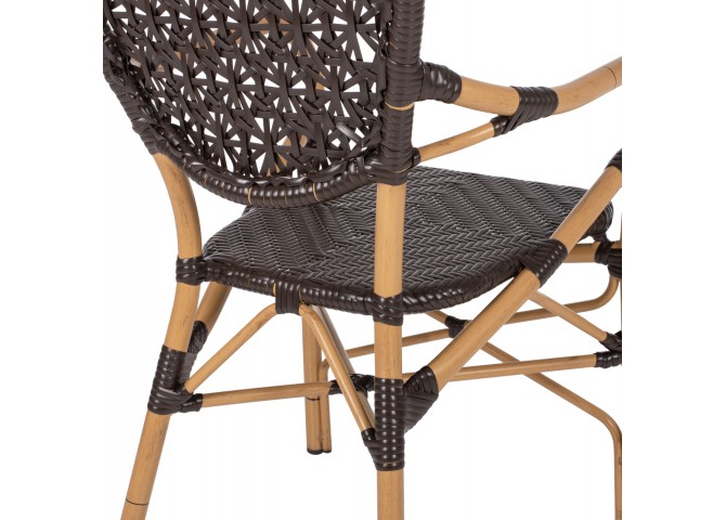 ΠΟΛΥΘΡΟΝΑ ΑΛΟΥΜΙΝΙΟΥ BAMBOO LOOK ΚΑΦΕ ΚΑΙ ΚΑΦΕ PE RATTAN HM5926.01 56x62x95Yεκ.