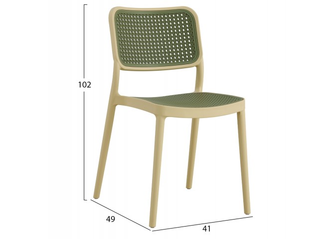 ΚΑΡΕΚΛΑ ΠΟΛΥΠΡΟΠΥΛΕΝΙΟΥ HM5934.04 ΜΠΕΖ ΜΕ OLIVE GREEN ΨΑΘΑ 41x49x102Υ εκ.