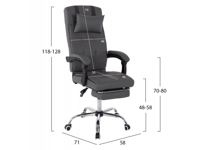 ΠΟΛΥΘΡΟΝΑ ΓΡΑΦΕΙΟΥ ΔΙΕΥΘΥΝΤΙΚΗ ΓΚΡΙ HM1057.20 ΜΕ ΠΤΥΣΣΟΜΕΝΟ ΥΠΟΠΟΔΙΟ 58x71x128Y εκ.