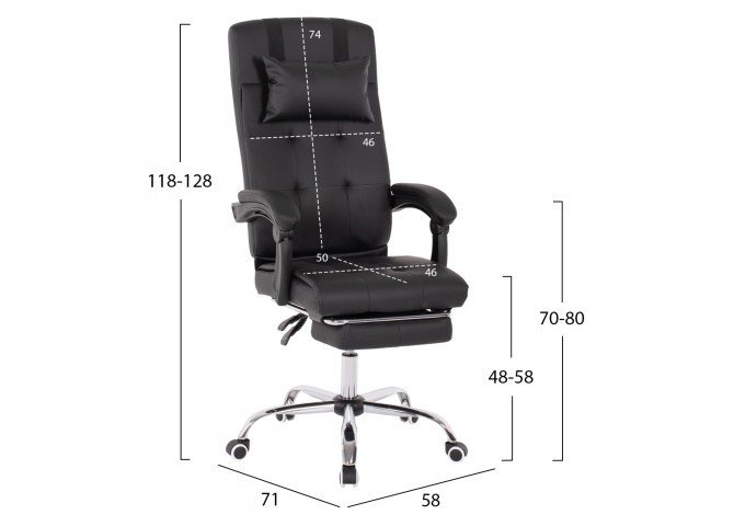 ΠΟΛΥΘΡΟΝΑ ΓΡΑΦΕΙΟΥ ΔΙΕΥΘΥΝΤΙΚΗ ΜΑΥΡΗ HM1057.11 ΜΕ ΠΤΥΣΣΟΜΕΝΟ ΥΠΟΠΟΔΙΟ 58x71x128Y εκ.
