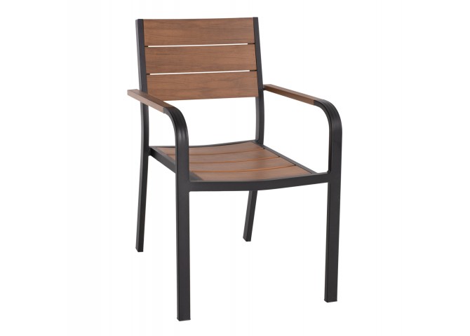 ΠΟΛΥΘΡΟΝΑ ΑΛΟΥΜΙΝΙΟΥ SAGA ΜΑΥΡΗ ΜΕ POLYWOOD HM5127.03 56x55x85,5Yεκ.