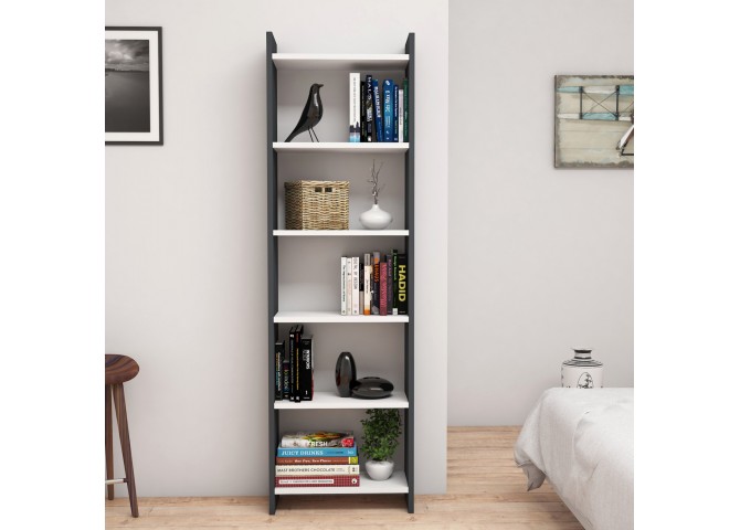 ΒΙΒΛΙΟΘΗΚΗ ΜΕΛΑΜΙΝΗΣ ΓΚΡΙ-ΛΕΥΚΟ HM9226.13 48,5x22x160Υ εκ.