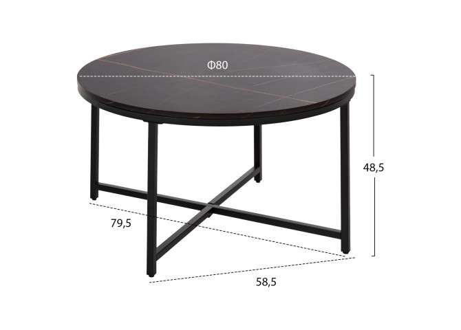 ΤΡΑΠΕΖΙ ΣΑΛΟΝΙΟΥ HM9420.03 BLACK MARBLE ΜΕΛΑΜΙΝΗ-ΜΑΥΡΗ ΜΕΤΑΛΛΙΚΗ ΒΑΣΗ Φ80x48,5Yεκ.