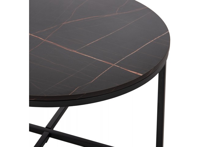 ΤΡΑΠΕΖΙ ΣΑΛΟΝΙΟΥ HM9420.03 BLACK MARBLE ΜΕΛΑΜΙΝΗ-ΜΑΥΡΗ ΜΕΤΑΛΛΙΚΗ ΒΑΣΗ Φ80x48,5Yεκ.