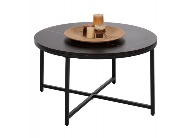 ΤΡΑΠΕΖΙ ΣΑΛΟΝΙΟΥ HM9420.03 BLACK MARBLE ΜΕΛΑΜΙΝΗ-ΜΑΥΡΗ ΜΕΤΑΛΛΙΚΗ ΒΑΣΗ Φ80x48,5Yεκ.