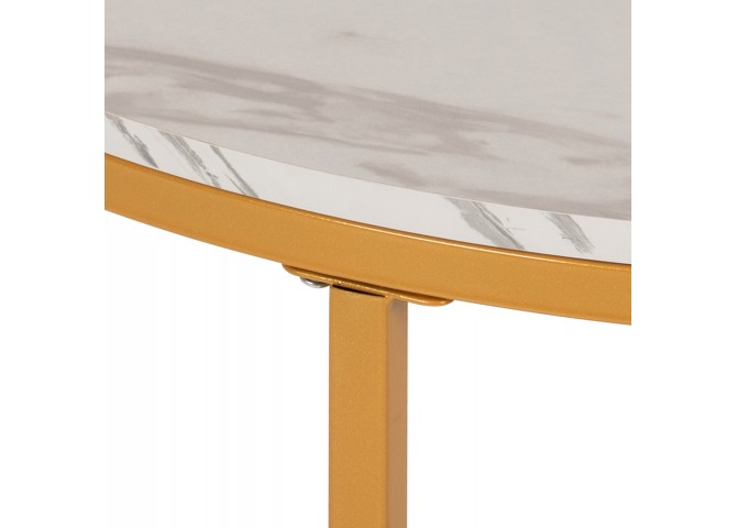 ΤΡΑΠΕΖΙ ΣΑΛΟΝΙΟΥ HM9420.01 WHITE MARBLE ΜΕΛΑΜΙΝΗ-ΧΡΥΣΗ ΜΕΤΑΛΛΙΚΗ ΒΑΣΗ Φ80x48,5Yεκ.