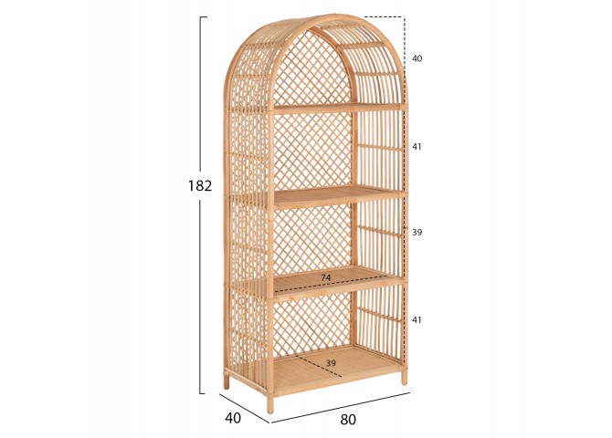 ΒΙΒΛΙΟΘΗΚΗ HM9552 ΑΠΟ ΦΥΣΙΚΟ RATTAN ΣΕ ΦΥΣΙΚΟ ΧΡΩΜΑ 80x40x182Υεκ.